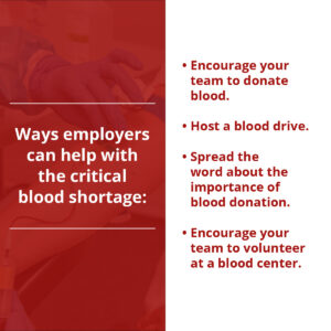 Ways employers can help with critical blood shortage
